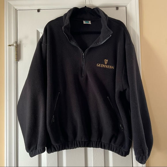 SOLD | Vintage Guinness Black Fleece Zip-Up Jacket - Picture 3 of 9